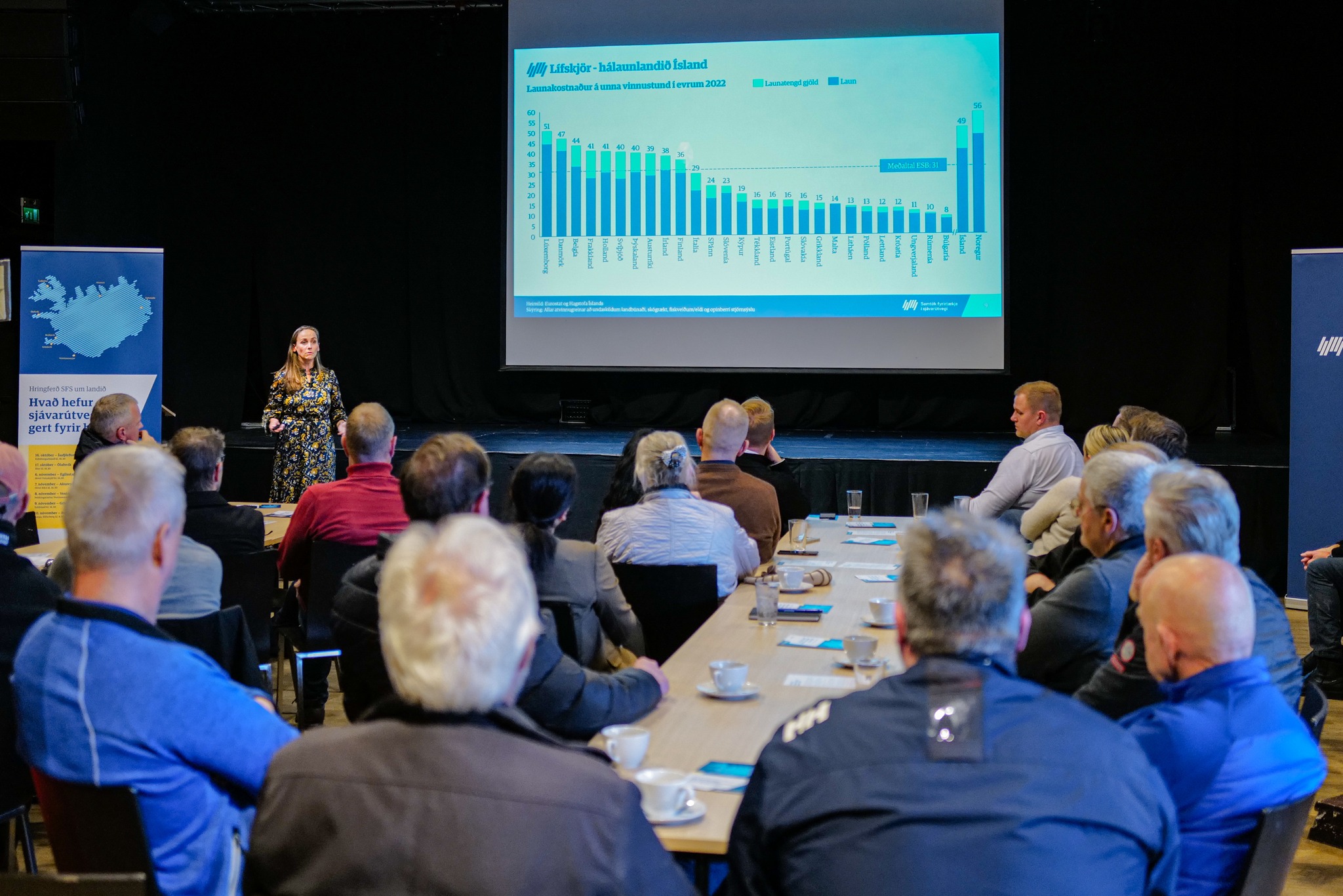 Fundur SFS í stóra sal Edinborgarhússins á Ísafirði.