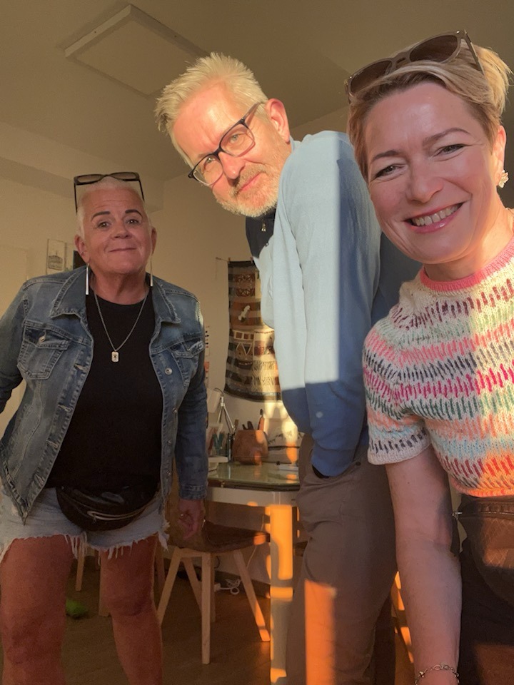 Dúi og Sigga á Spáni, með Áslaugu vinkonu sinni. 