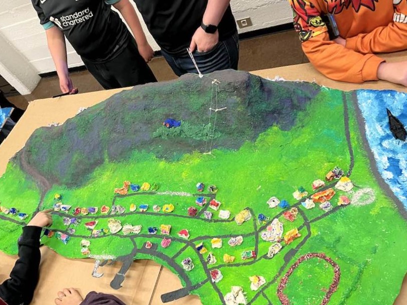 Módel af Þingeyri, búið til af nemendum GÞ.