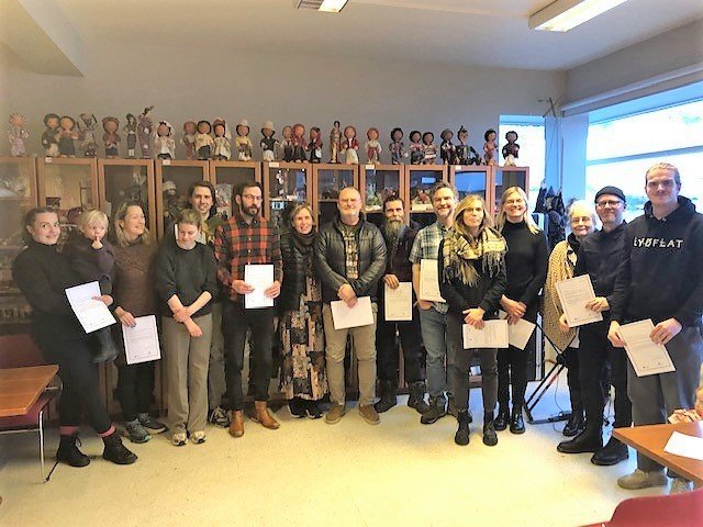 Styrkhafar við úthlutun á Gunnukaffi.