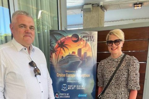 Ég og Hilmar hafnarstjóri Ísafjarðarbæjar mætt í Cruise Europe móttöku.