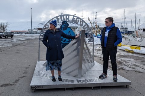 Arna Lára og Kristján Freyr Halldórsson, rokkstjóri Aldrei fór ég suður.