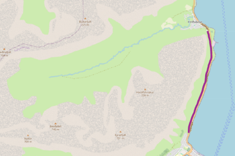 Rúnustígur, milli Hnífsdals og Ísafjarðar.