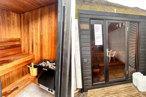 Nýja saunahúsið á Suðureyri.