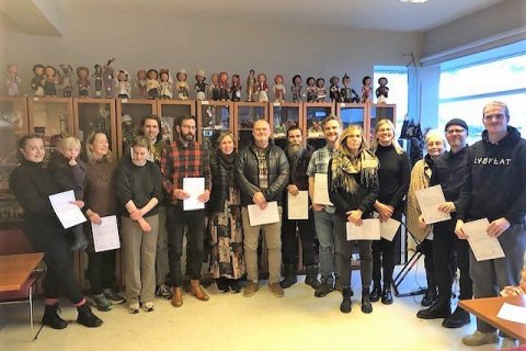 Styrkhafar við úthlutun á Gunnukaffi.